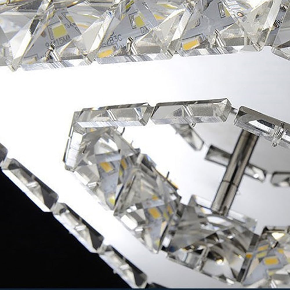 Flush Mount Ceiling Light with Faceted Crystal Blocks and Integrated LED