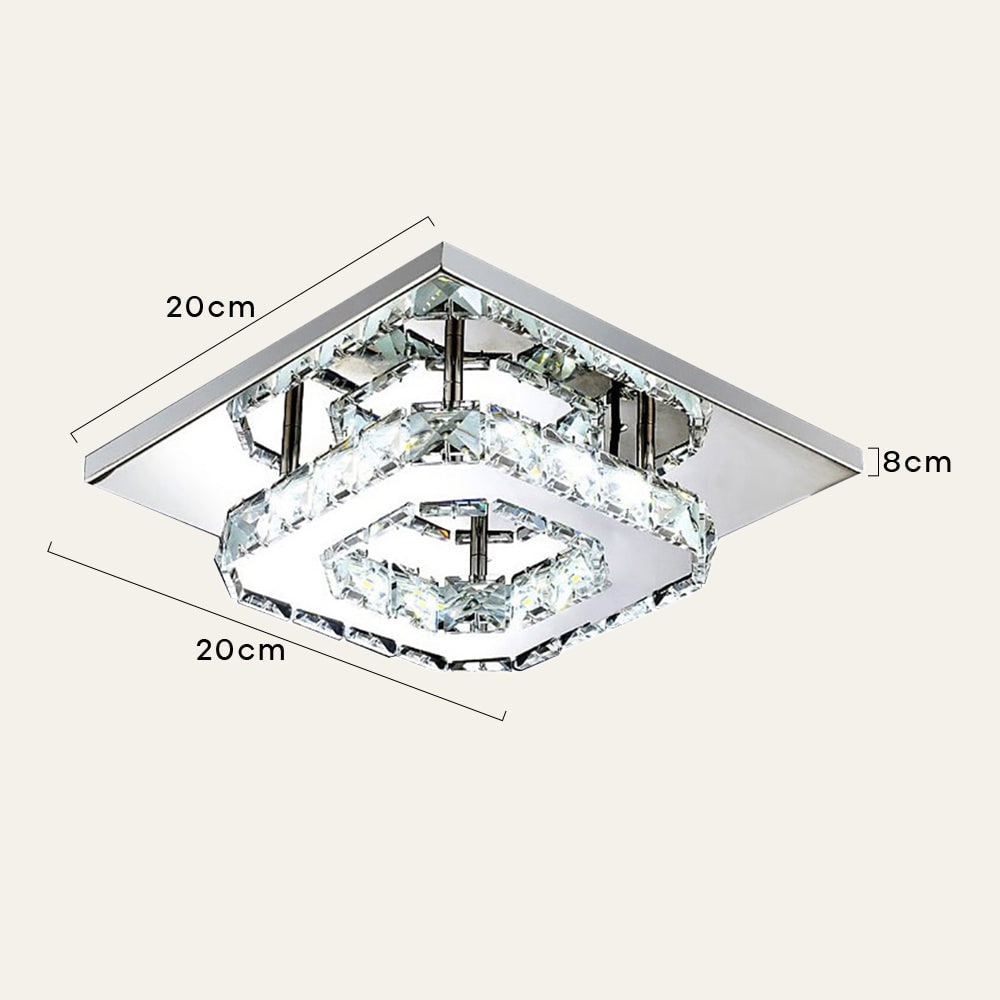 Flush Mount Ceiling Light with Faceted Crystal Blocks and Integrated LED