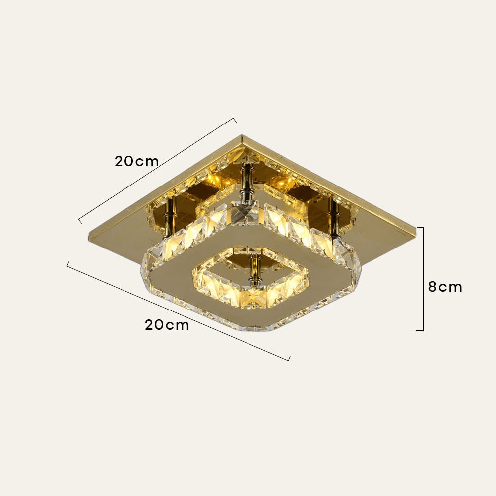 Flush Mount Ceiling Light with Faceted Crystal Blocks and Integrated LED