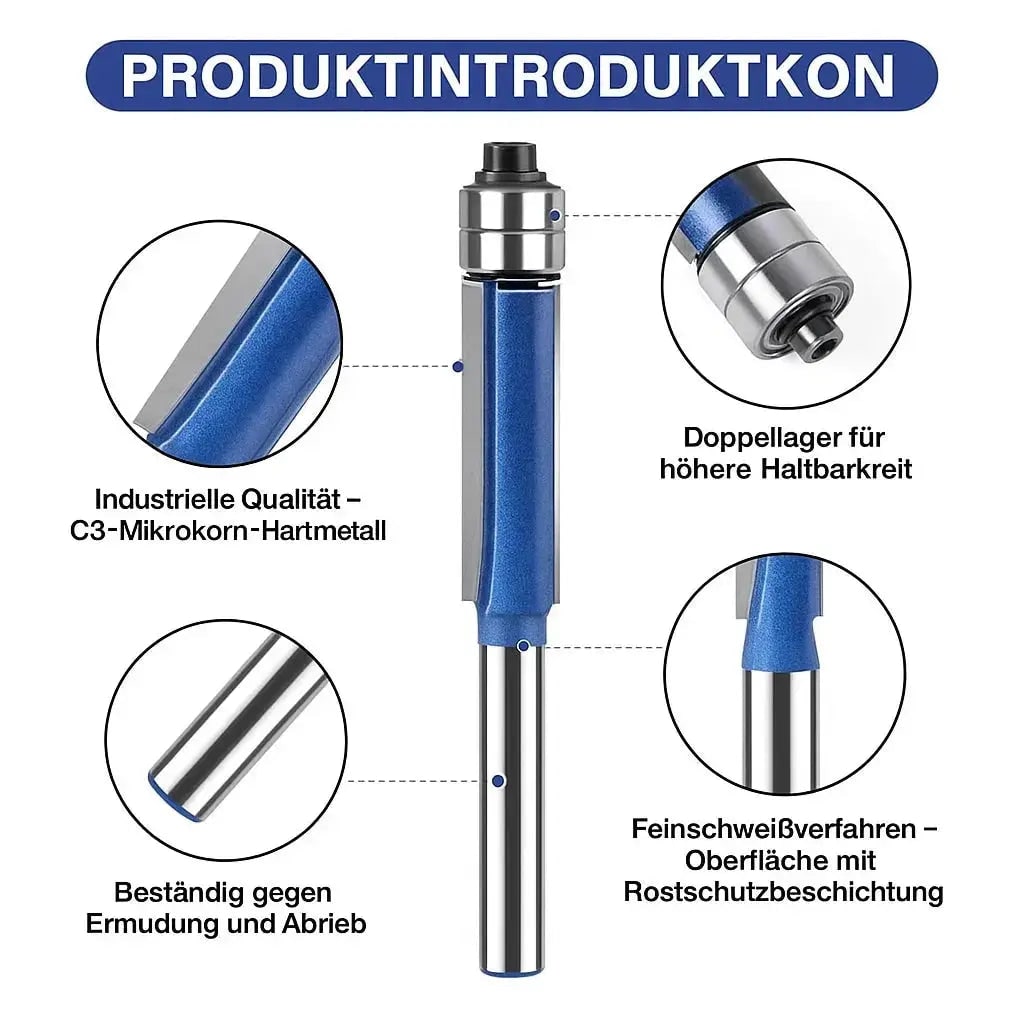 Flush Trim Router Bits Set with Top Bearing Double Carbide Blades for Wood Tool