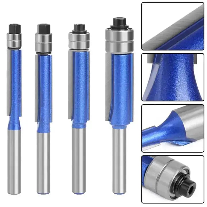 Flush Trim Router Bits Set with Top Bearing Double Carbide Blades for Wood Tool