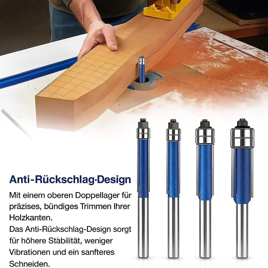Flush Trim Router Bits Set with Top Bearing Double Carbide Blades for Wood Tool
