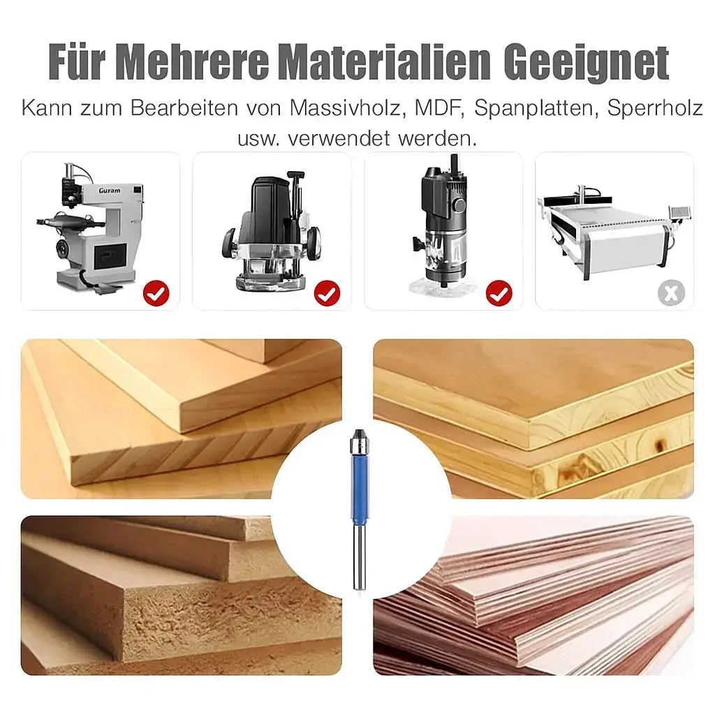 Flush Trim Router Bits Set with Top Bearing Double Carbide Blades for Wood Tool