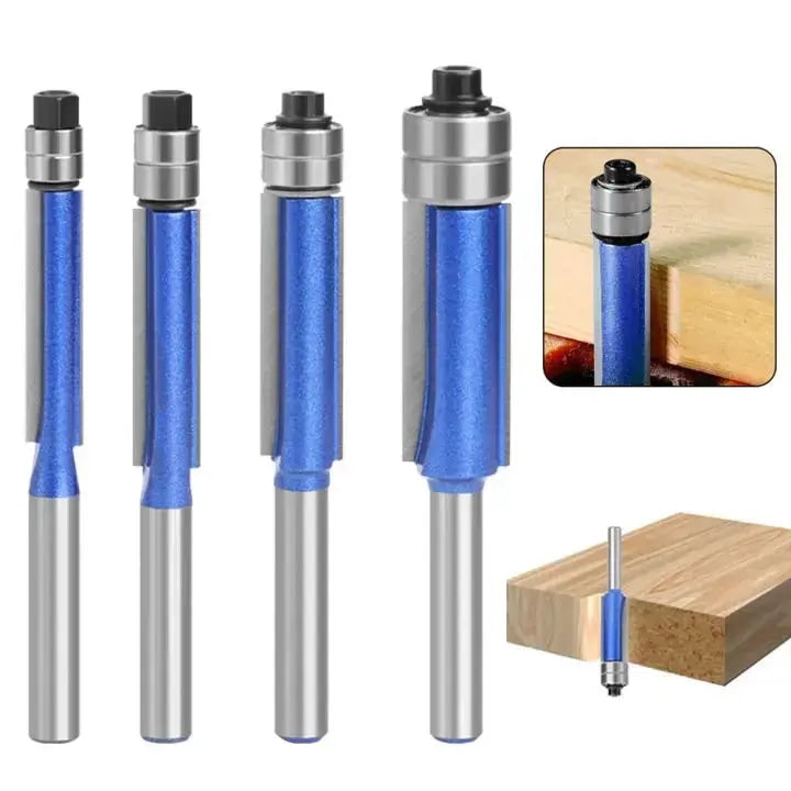 Flush Trim Router Bits Set with Top Bearing Double Carbide Blades for Wood Tool