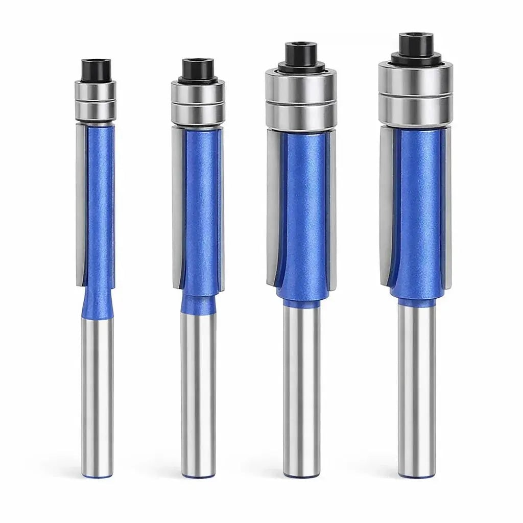 Flush Trim Router Bits Set with Top Bearing Double Carbide Blades for Wood Tool
