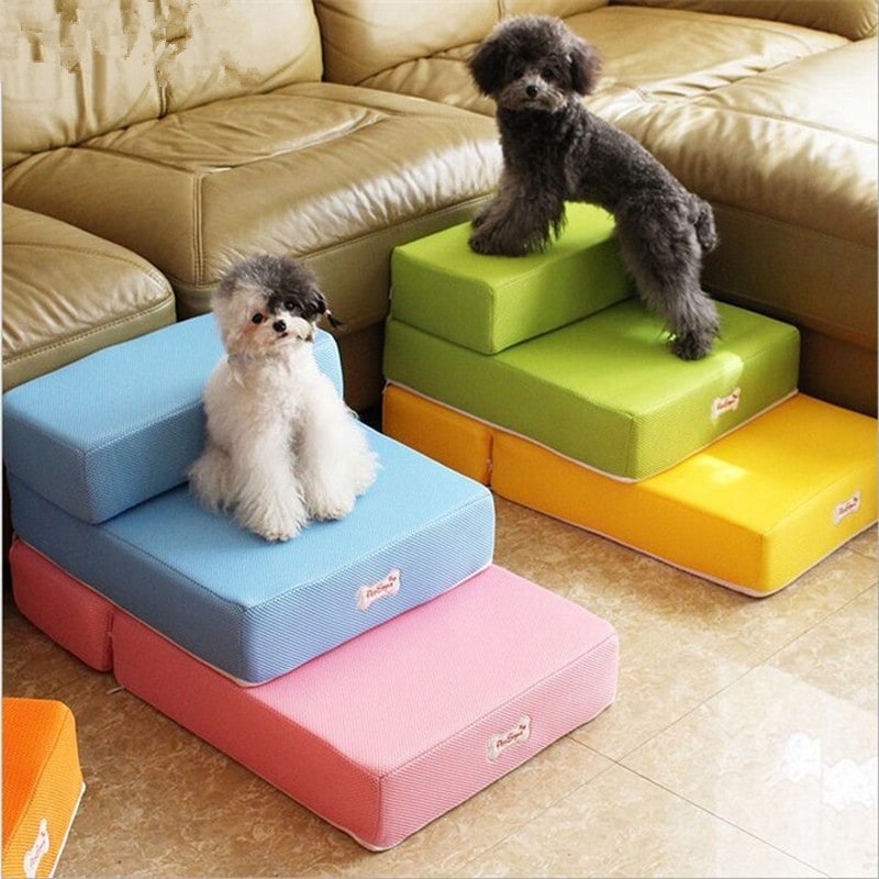 Foam Dog Stairs for Cats with Collapsible Two-Step Foldable Design and Cover Pet