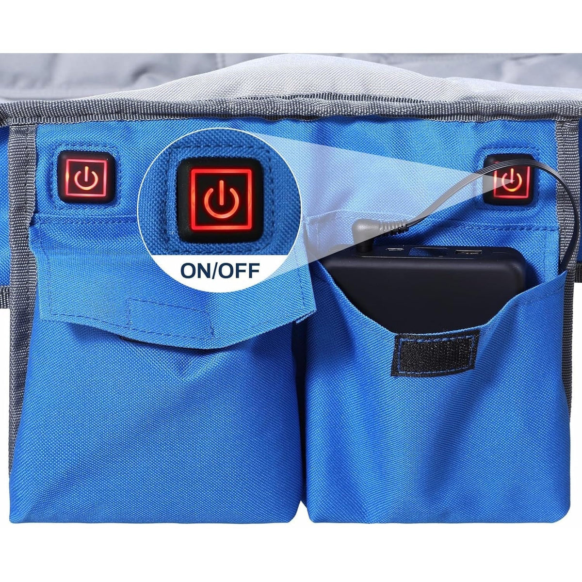 Foldable Double Collapsible Camping Chair with Heated Battery Pack and Cup Holder