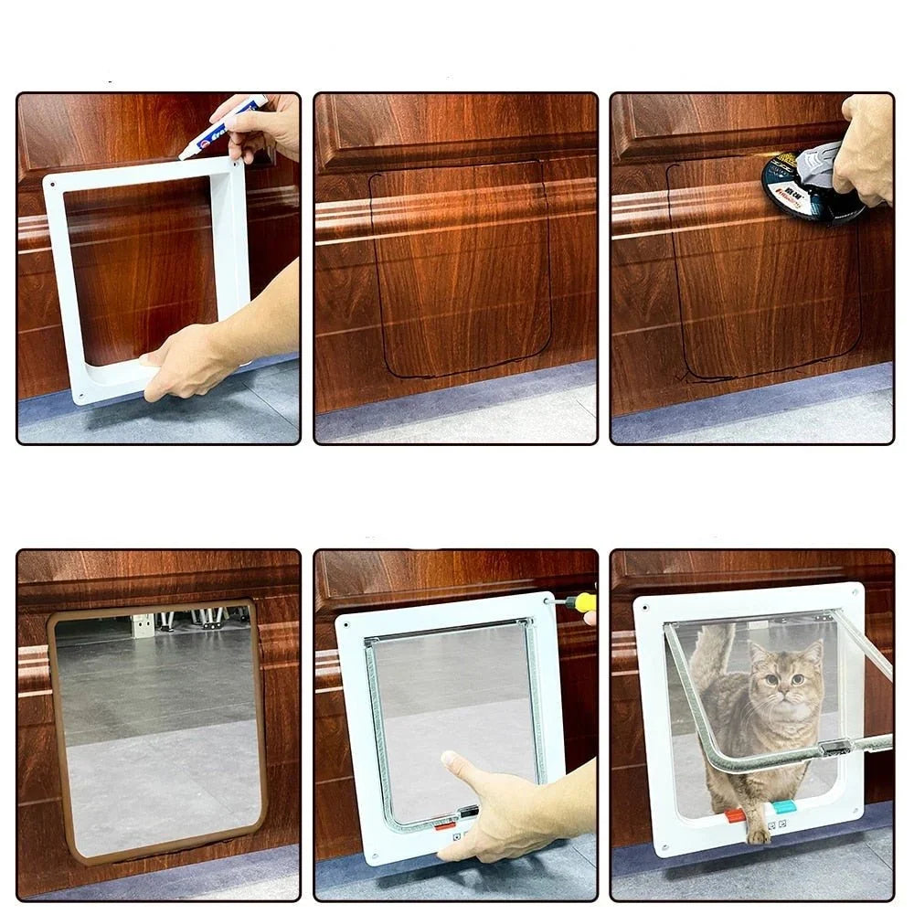 Folding Door | Integrated Cat Flap & 4-Way Security
