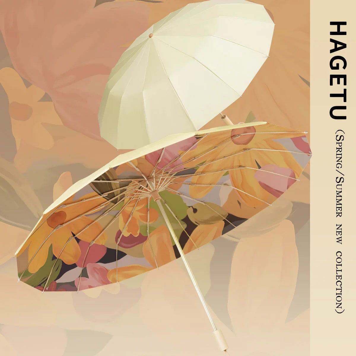 Folding Parasol | Floral Print & Lightweight | Includes Carry Case