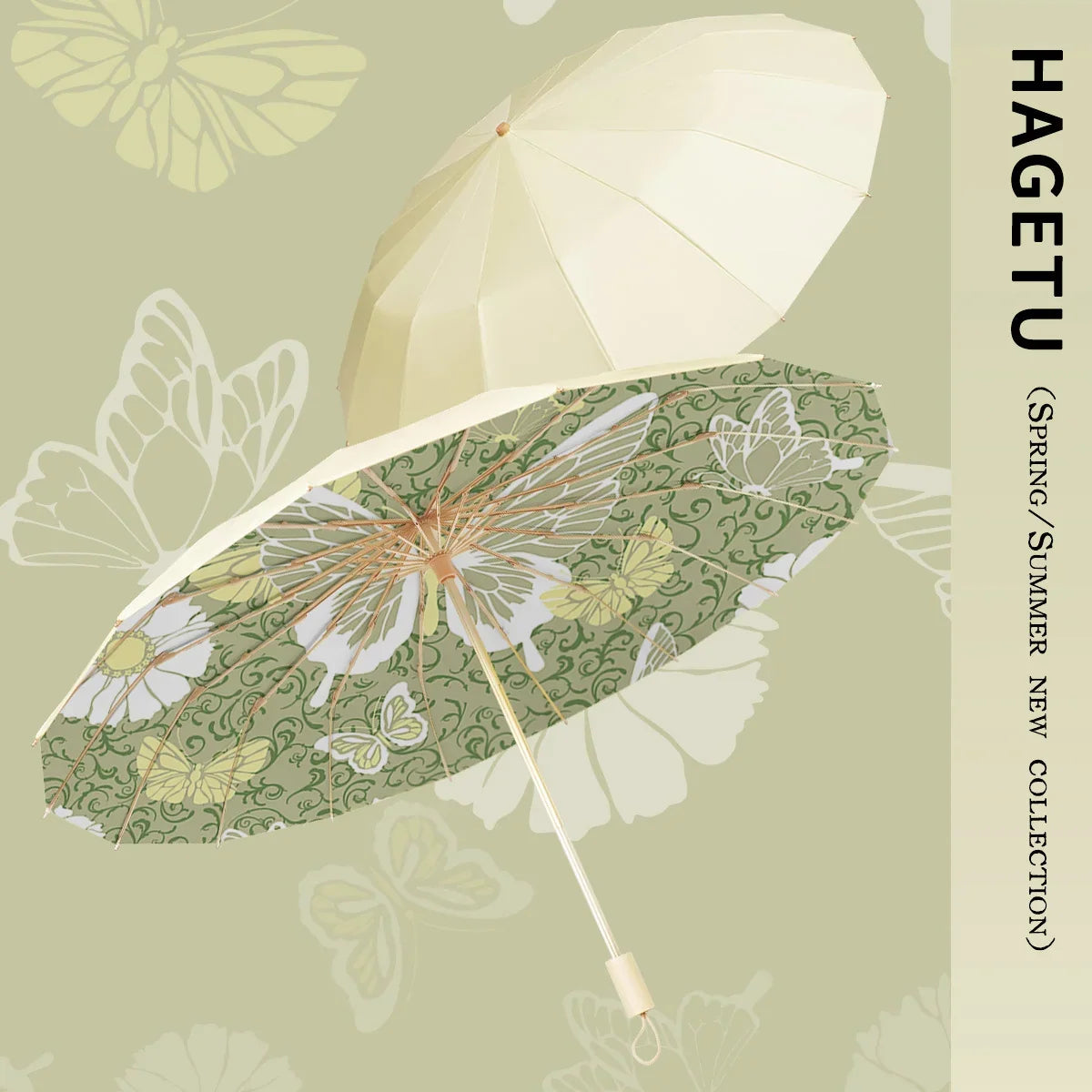 Folding Parasol | Floral Print & Lightweight | Includes Carry Case