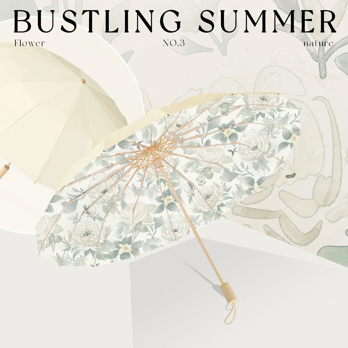 Folding Parasol | Floral Print & Lightweight | Includes Carry Case