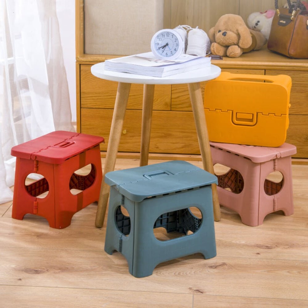 Folding Step Stool with Handle Portable Plastic Design for Kitchen and Bathroom