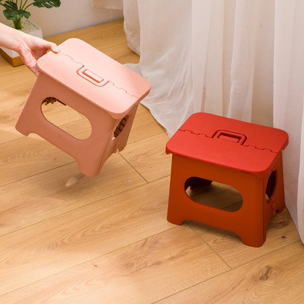 Folding Step Stool with Handle Portable Plastic Design for Kitchen and Bathroom