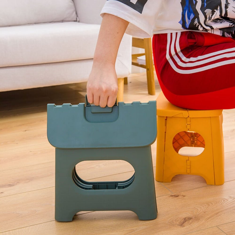 Folding Step Stool with Handle Portable Plastic Design for Kitchen and Bathroom