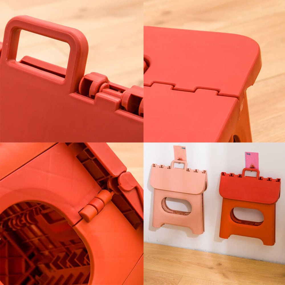 Folding Step Stool with Handle Portable Plastic Design for Kitchen and Bathroom