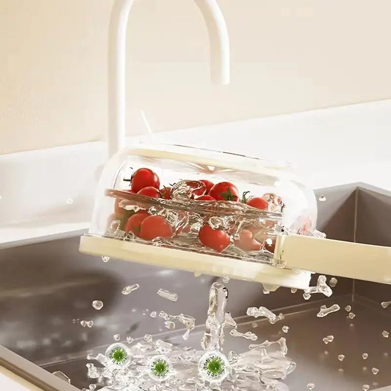 Food Storage Container Fruit Colander with Stackable Plastic Design and Folding Handle