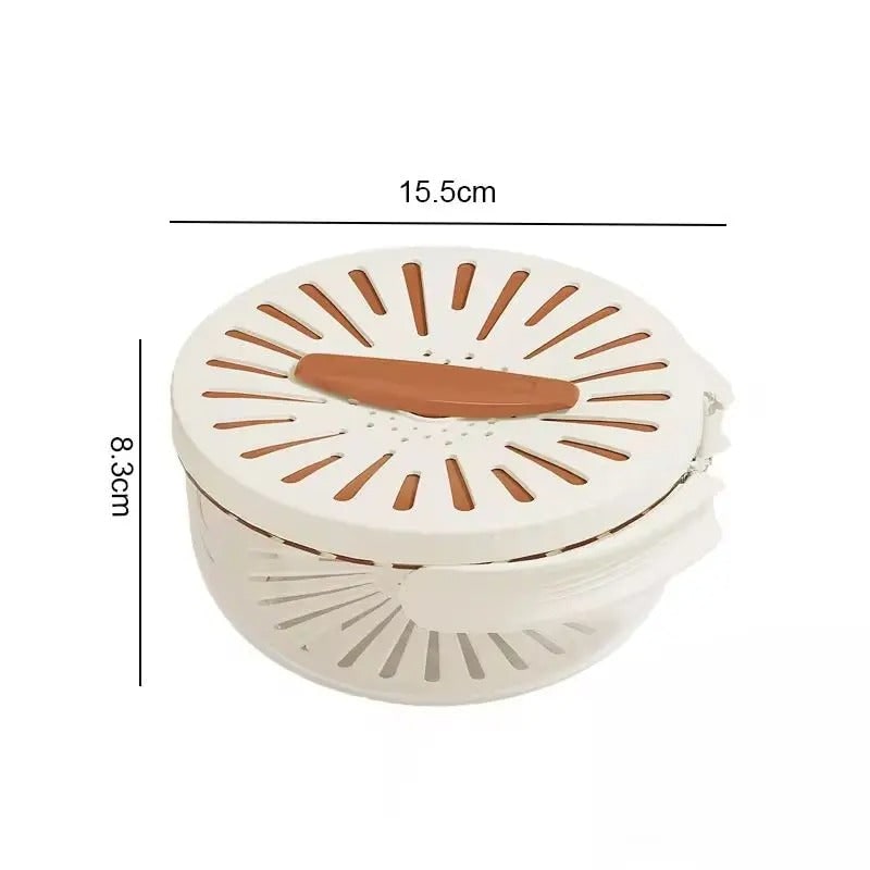 Food Storage Container Fruit Colander with Stackable Plastic Design and Folding Handle