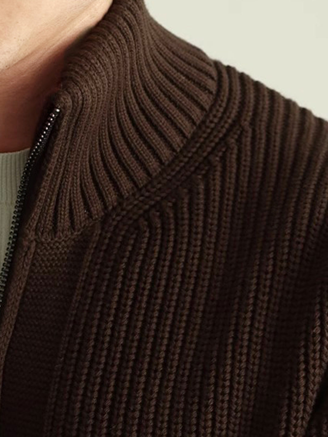Men's Ribbed Knit Zip Cardigan