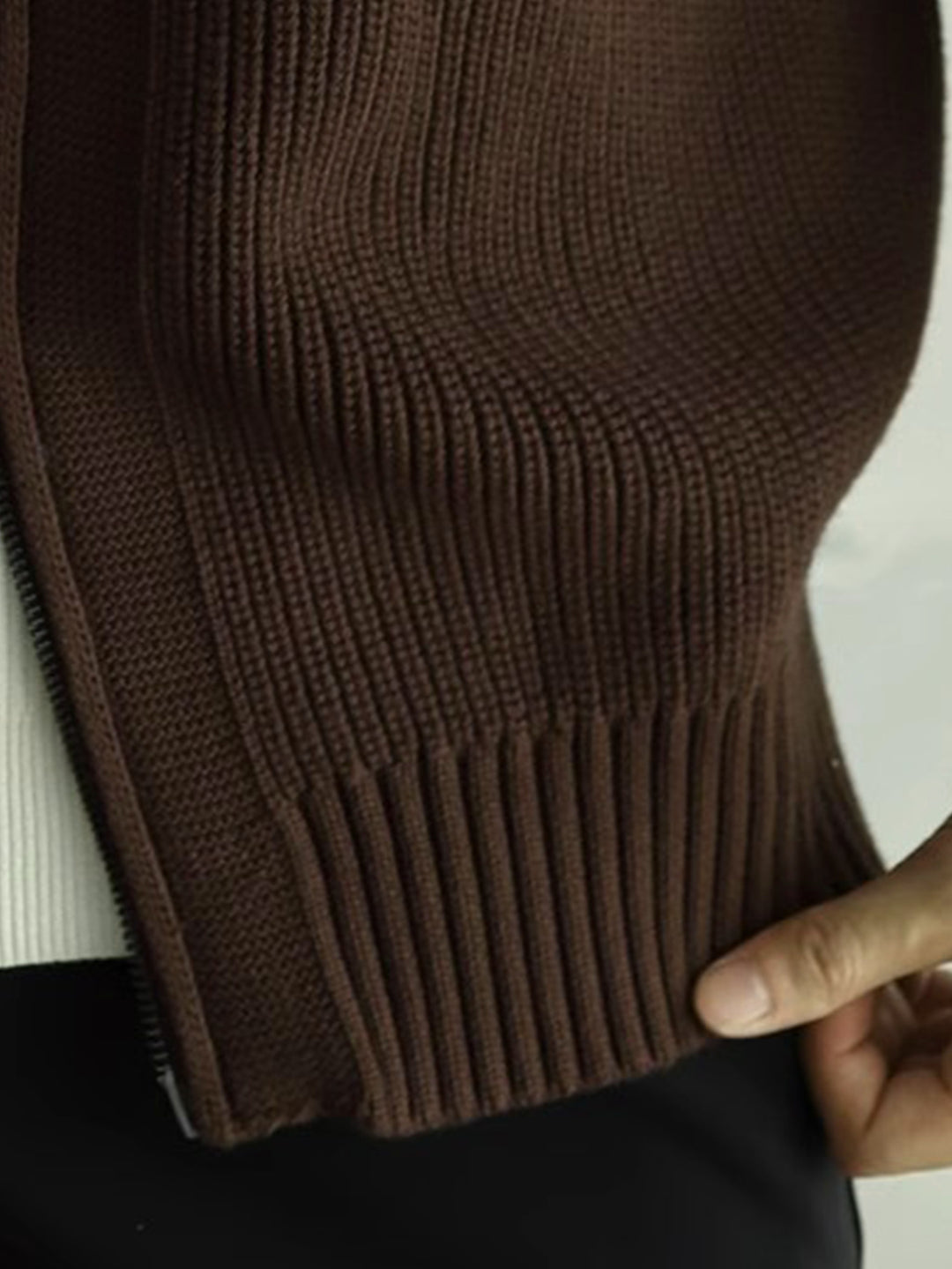 Men's Ribbed Knit Zip Cardigan