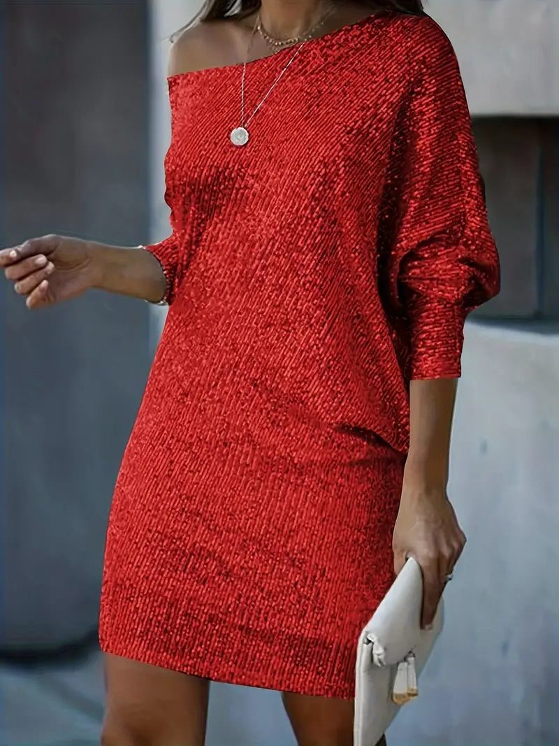 Women's Sequin Off-Shoulder Mini Dress