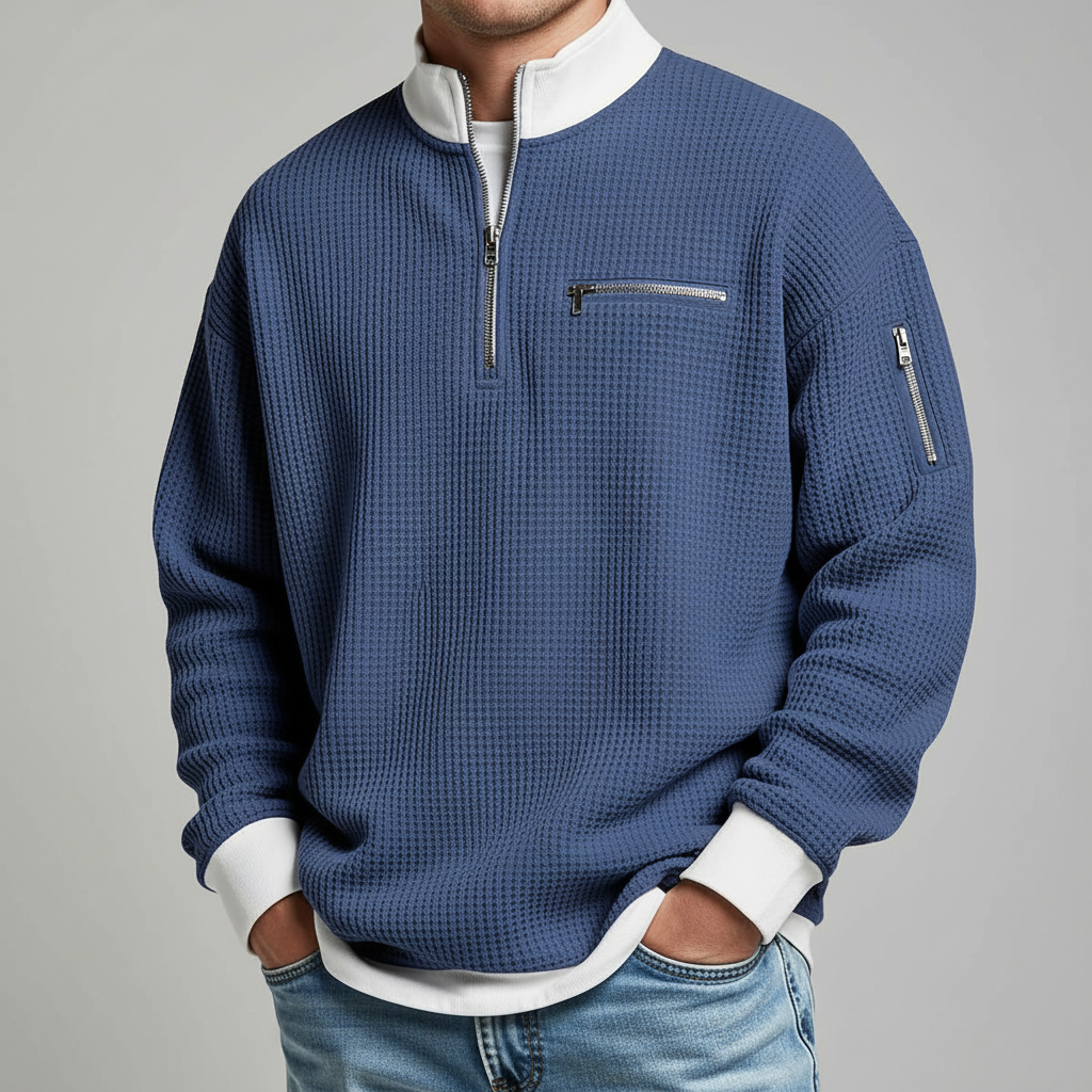 Everett Men's Waffle Knit Quarter Zip Sweater