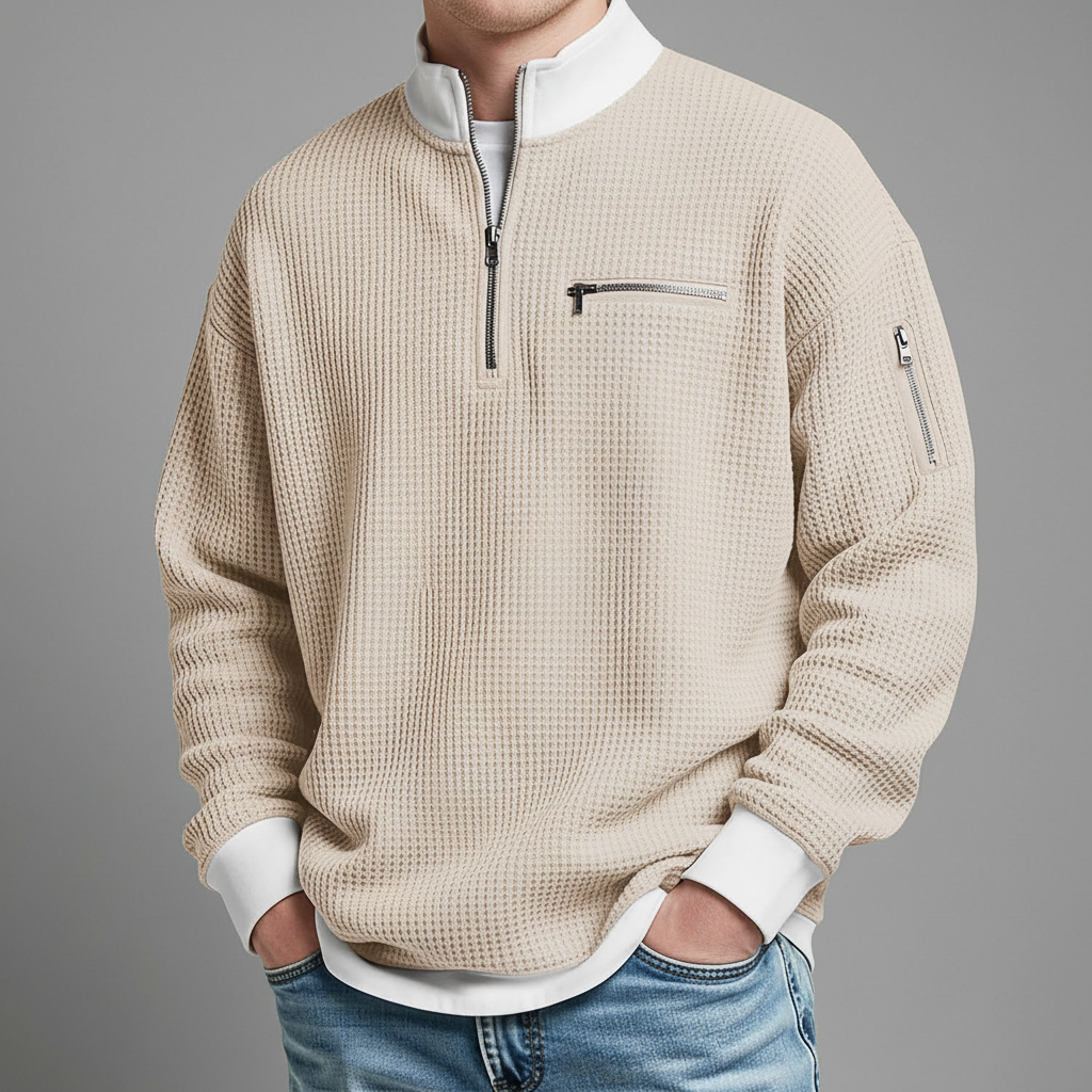 Everett Men's Waffle Knit Quarter Zip Sweater