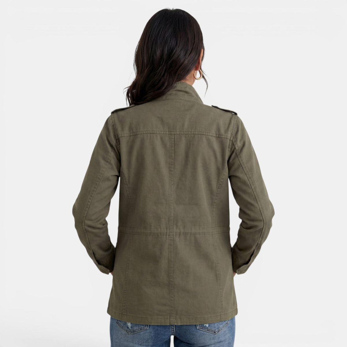 Women’s Cotton Utility Jacket with Multiple Pockets