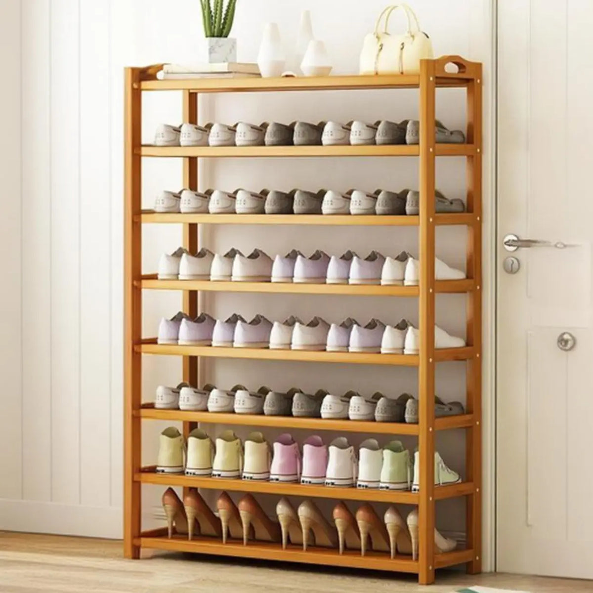 Freestanding Shoe Rack | Natural Bamboo Frame & Open Design | Two Sizes