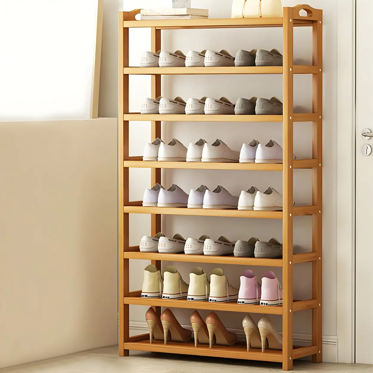 Freestanding Shoe Rack | Natural Bamboo Frame & Open Design | Two Sizes