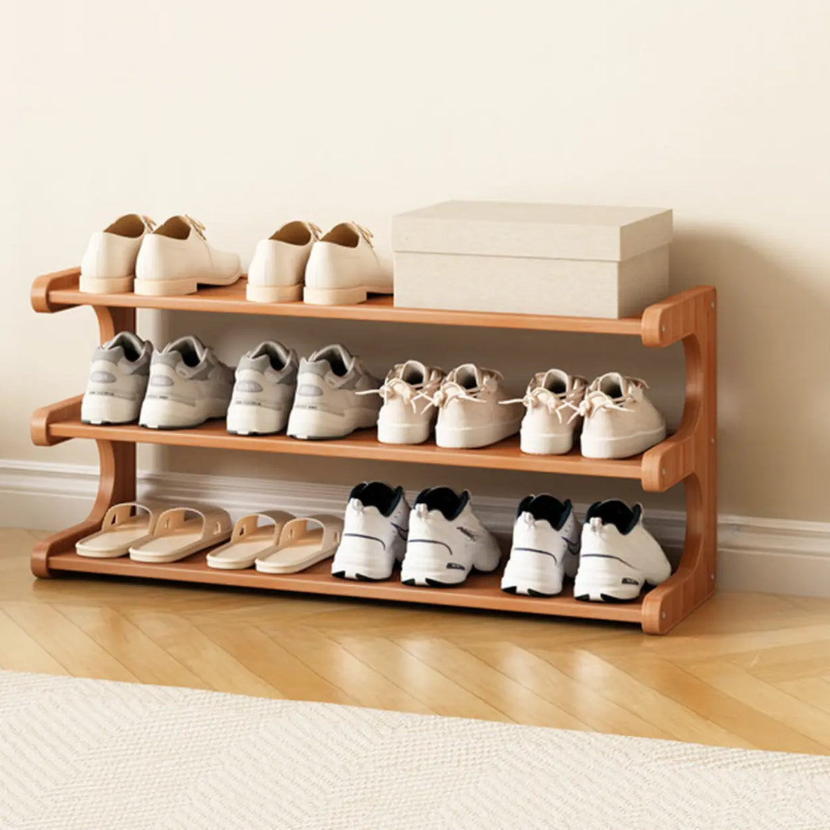 Freestanding Shoe Rack | Natural Bamboo & Open Shelves | Widths 30–80 cm