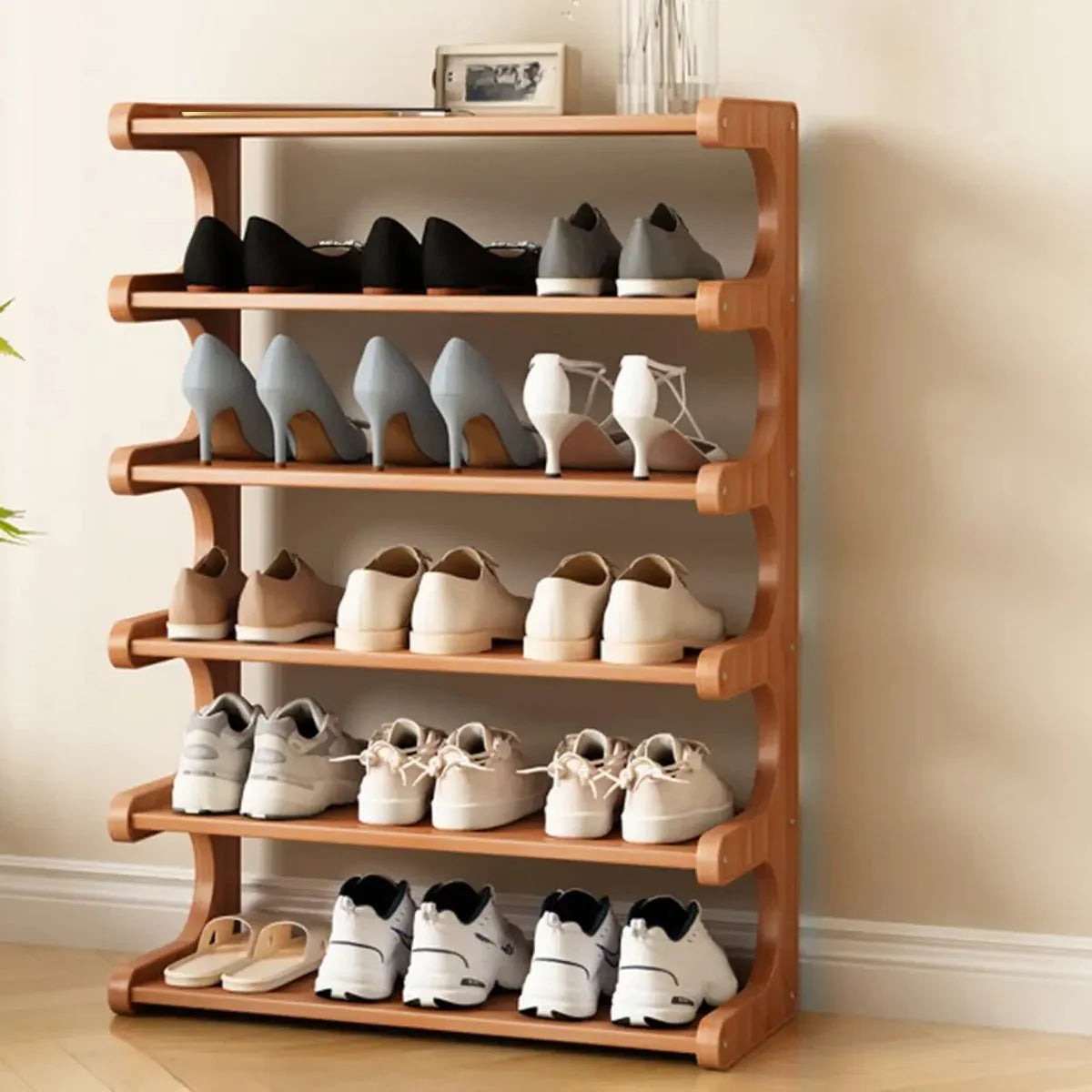 Freestanding Shoe Rack | Natural Bamboo & Open Shelves | Widths 30–80 cm
