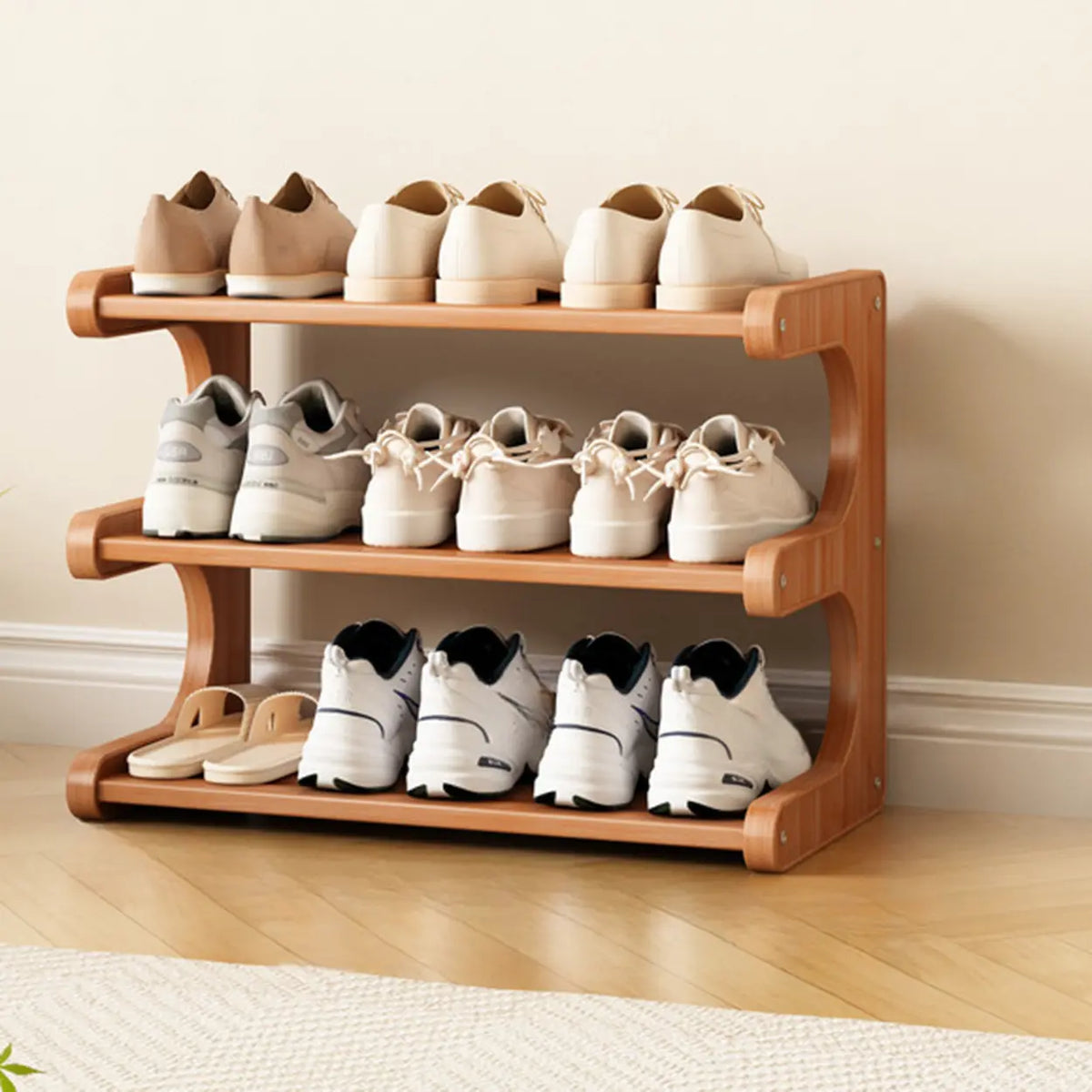 Freestanding Shoe Rack | Natural Bamboo & Open Shelves | Widths 30–80 cm
