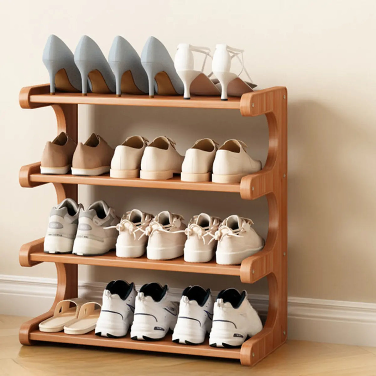 Freestanding Shoe Rack | Natural Bamboo & Open Shelves | Widths 30–80 cm