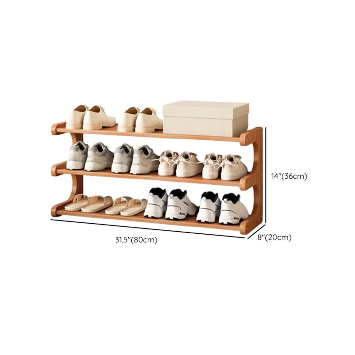 Freestanding Shoe Rack | Natural Bamboo & Open Shelves | Widths 30–80 cm