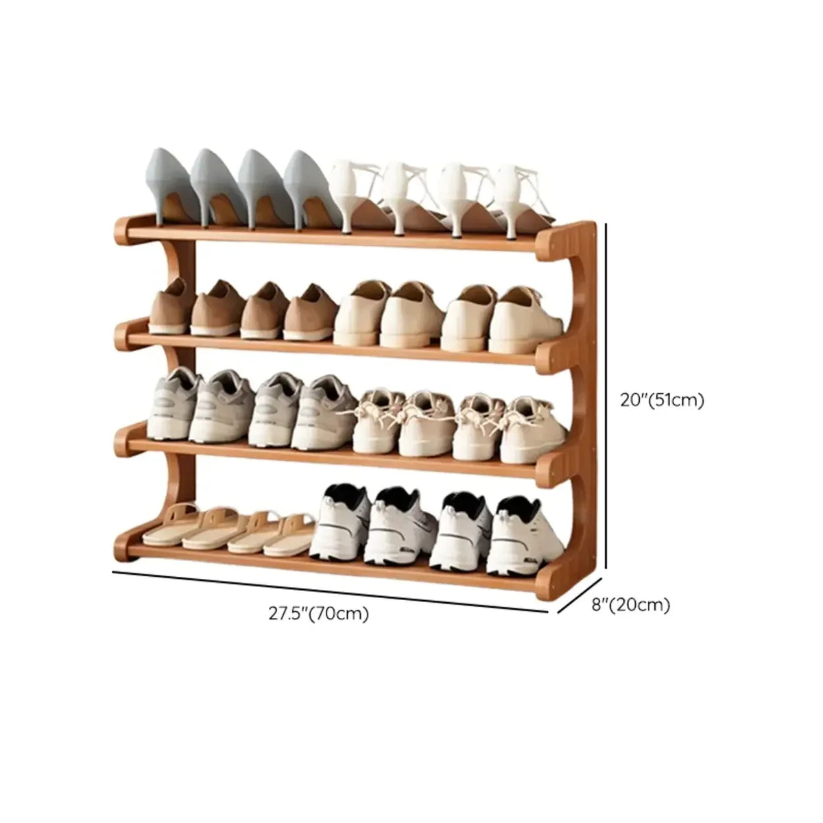 Freestanding Shoe Rack | Natural Bamboo & Open Shelves | Widths 30–80 cm