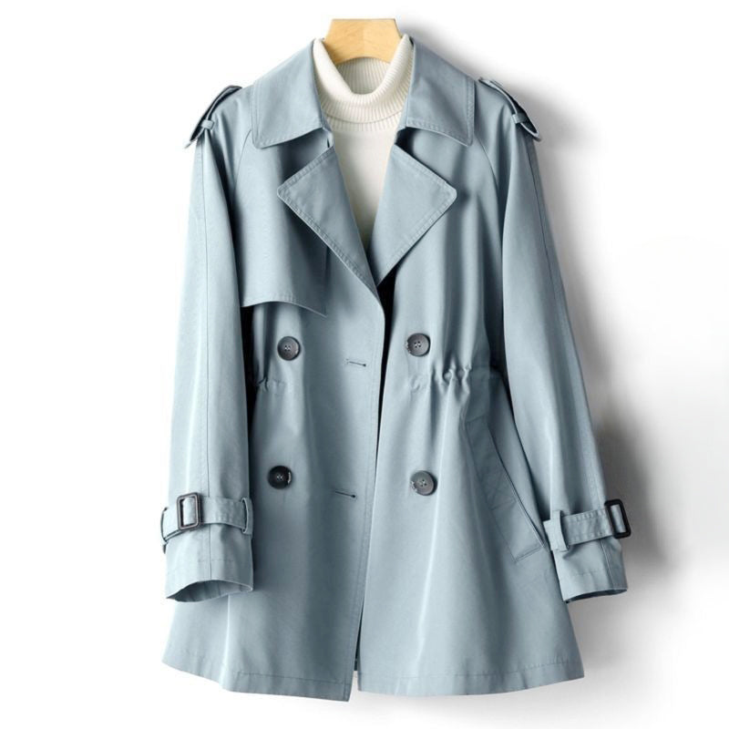 Freya - Women's Double-Breasted Trench Coat with Buckled Cuffs