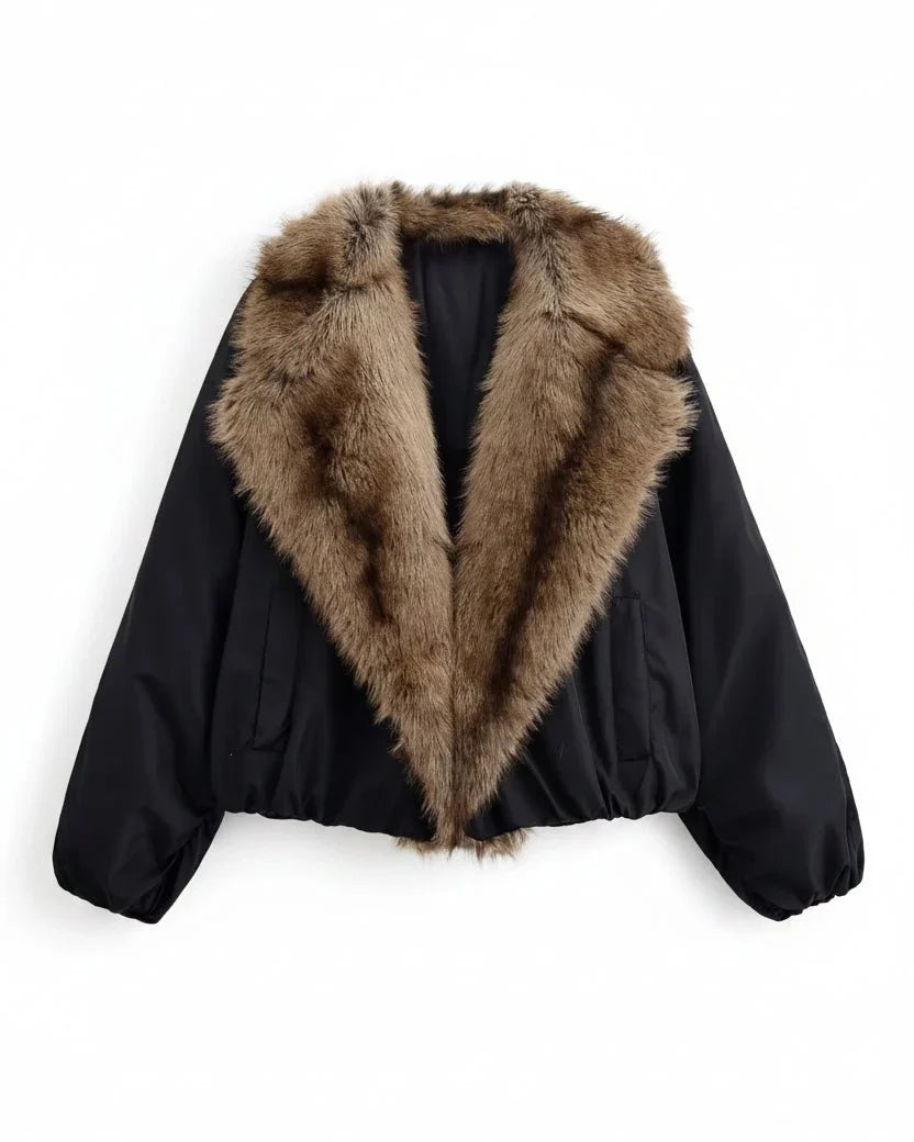 FUR COLLAR BOMBER JACKET