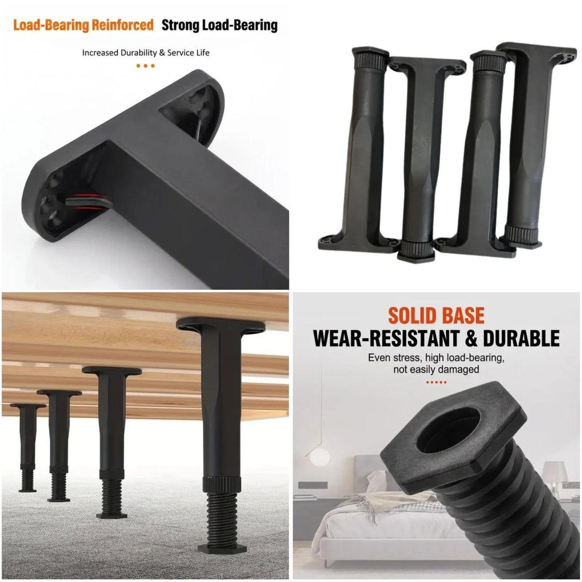 Furniture Foot | Height-Adjustable & Noise-Reducing Non-Slip Base | Includes Screw Set