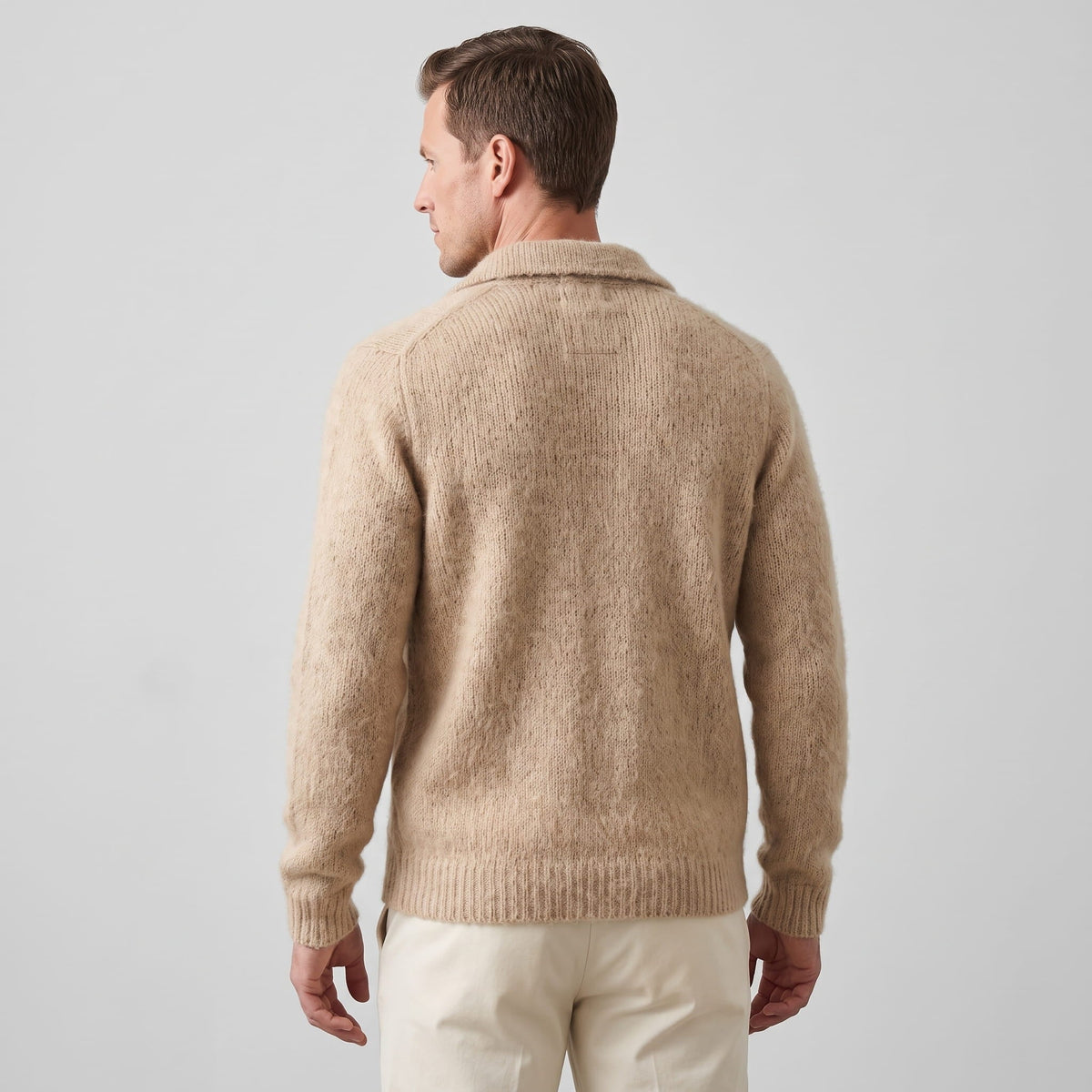 Fuzzy Collared Cardigan Sweater – Button Front, Patch Pockets & Ribbed Cuffs | Casimir