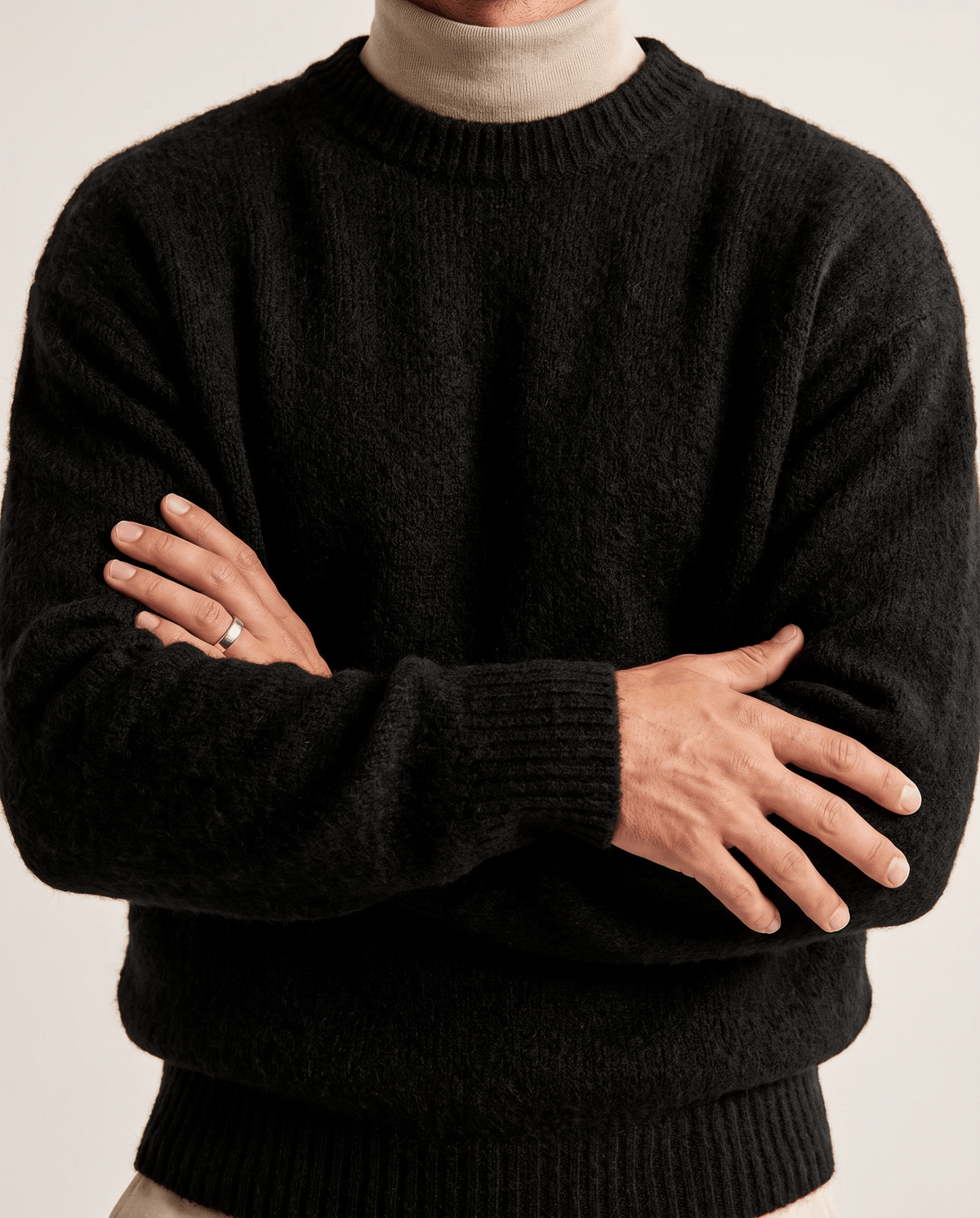 Fuzzy Crew Neck Pullover Sweater – Long Sleeve, Oversized Fit & Ribbed Trim | Soren