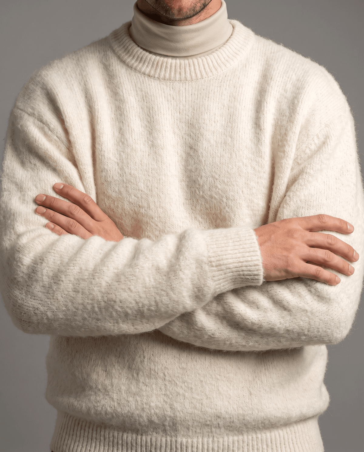 Fuzzy Crew Neck Pullover Sweater – Long Sleeve, Oversized Fit & Ribbed Trim | Soren