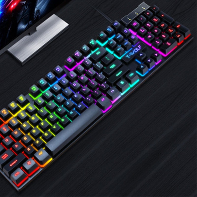 Gaming Keyboard Ergonomic Wired Mouse Full Size Rgb Floating Keys and Numeric Keypad