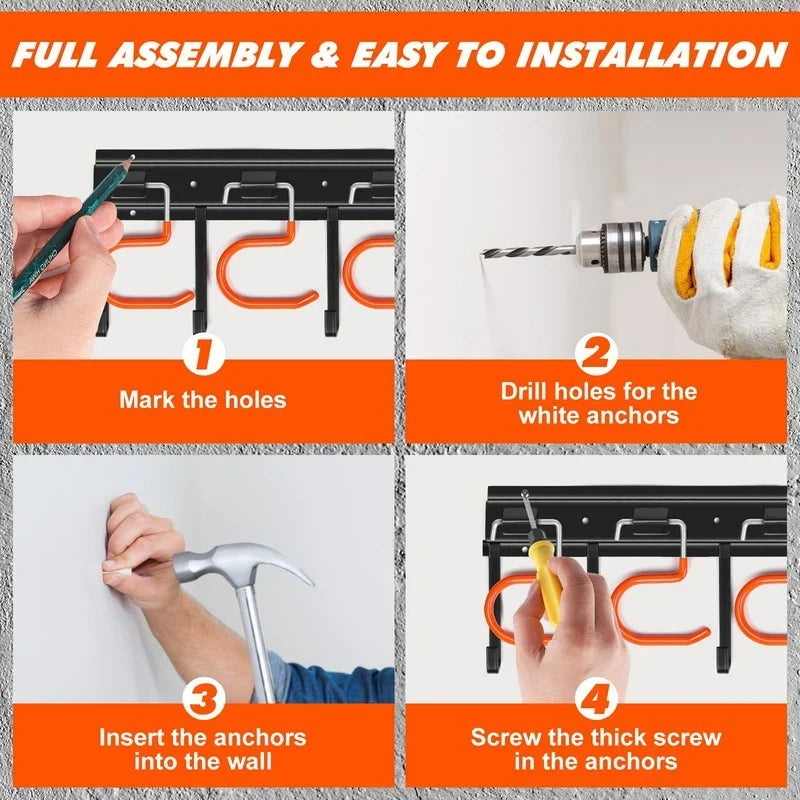 Garden Tool Holder | Wall-Mounted Space-Saving & Sturdy