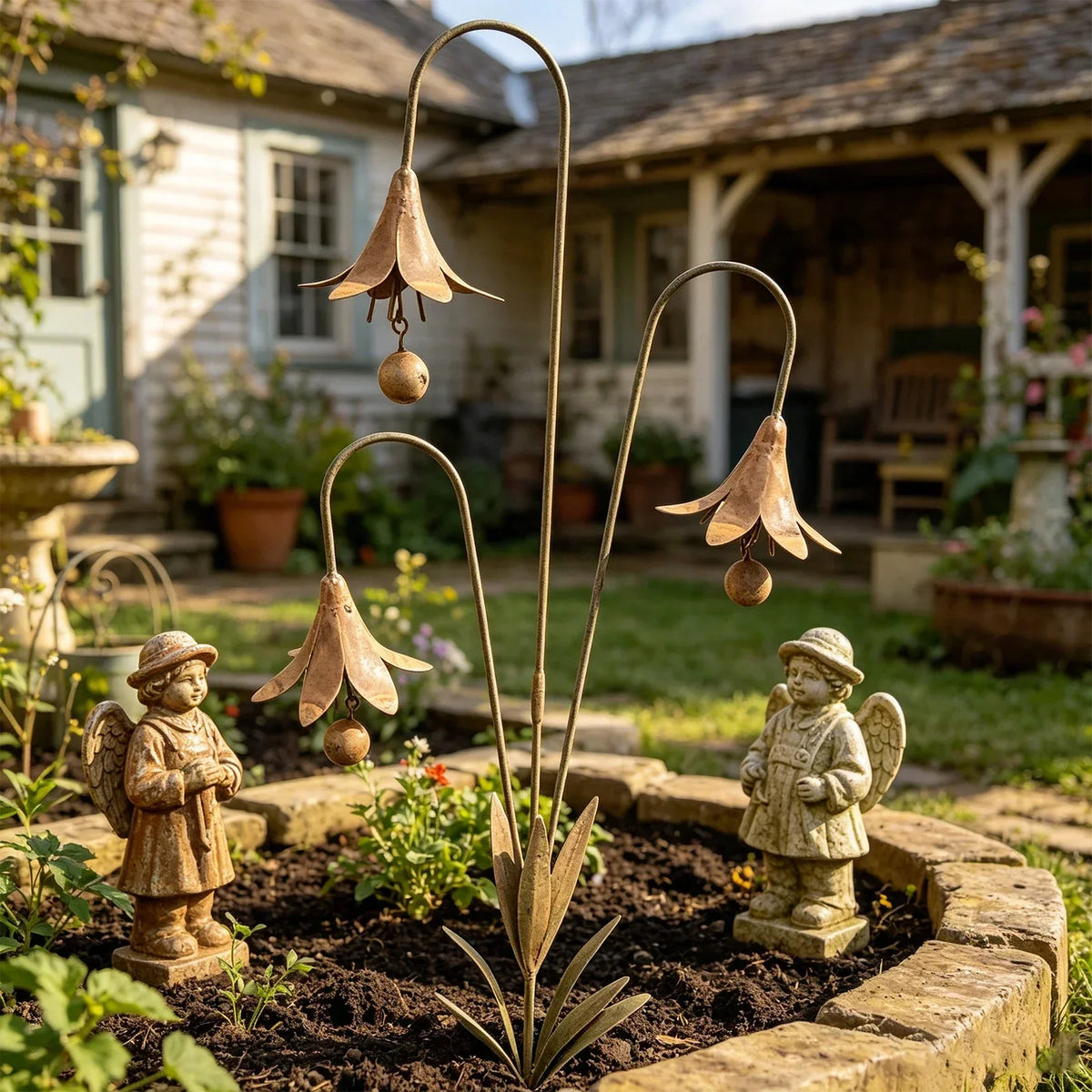 Garden Wind Chime | Handcrafted Bluebell & Weather-Resistant Iron | With Ground Spike