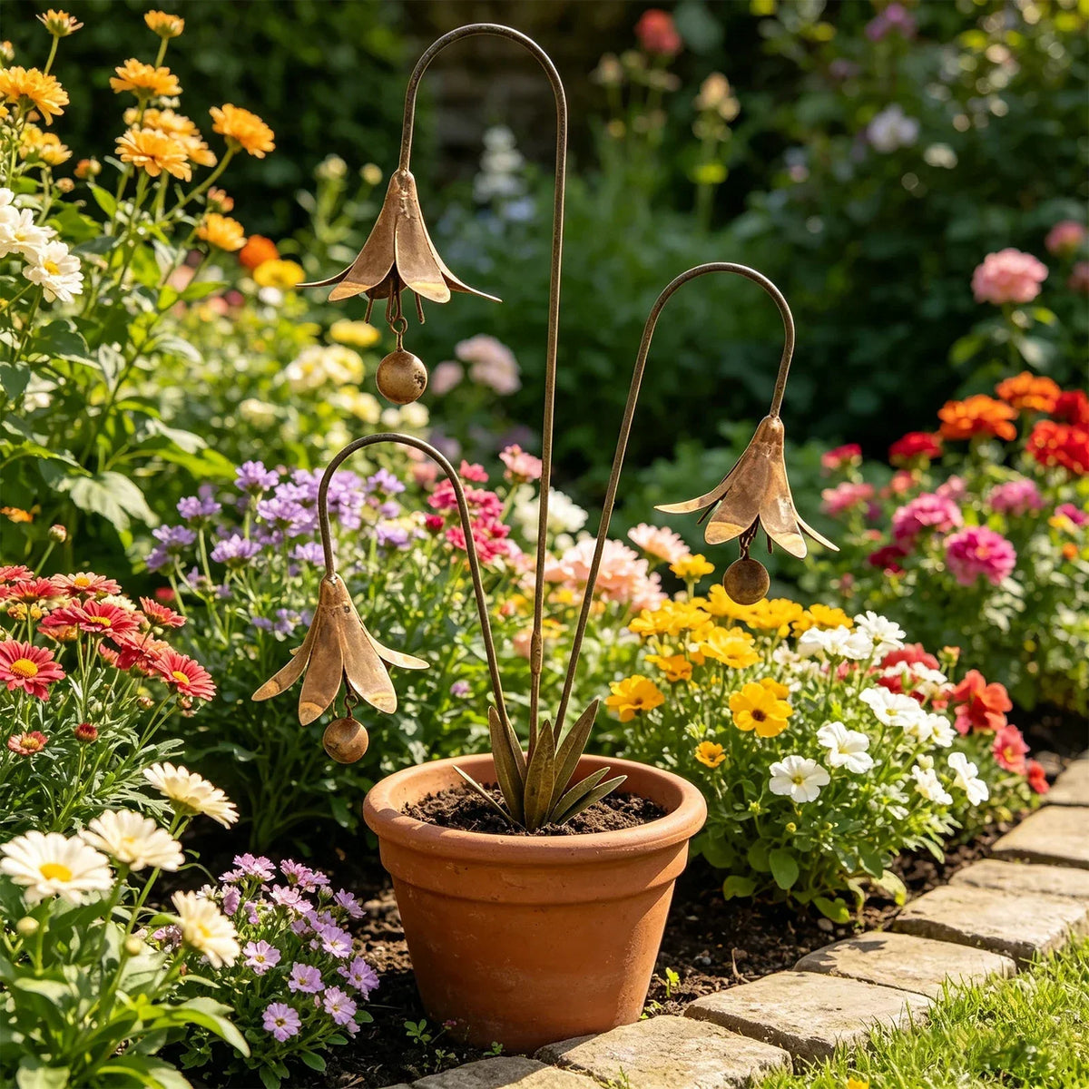 Garden Wind Chime | Handcrafted Bluebell & Weather-Resistant Iron | With Ground Spike