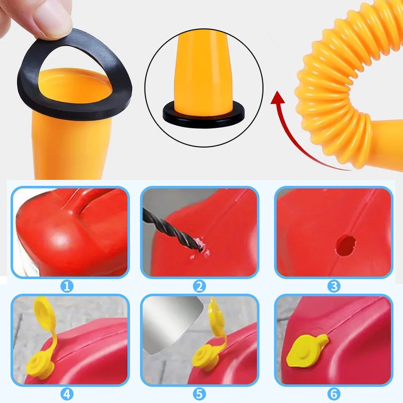 Gas Can Spout Replacement Kit with Flexible Nozzle and Vent Caps