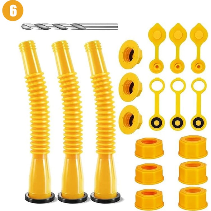 Gas Can Spout Replacement Kit with Flexible Nozzle and Vent Caps