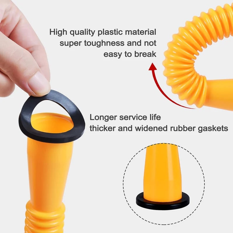 Gas Can Spout Replacement Kit with Flexible Nozzle and Vent Caps