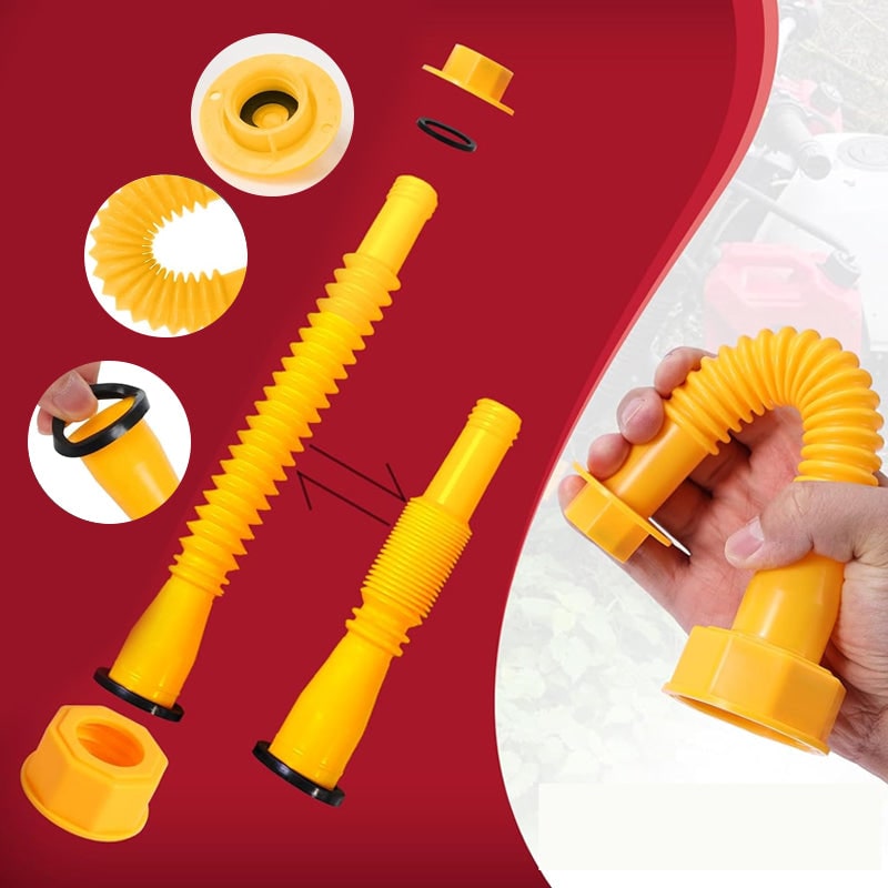 Gas Can Spout Replacement Kit with Flexible Nozzle and Vent Caps
