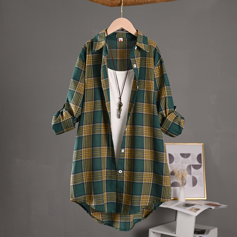Madelyn | Women's Cotton Plaid Shacket Oversized Flannel Shirt Jacket